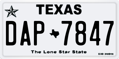 TX license plate DAP7847