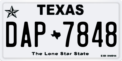 TX license plate DAP7848