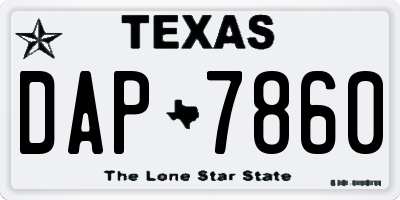 TX license plate DAP7860