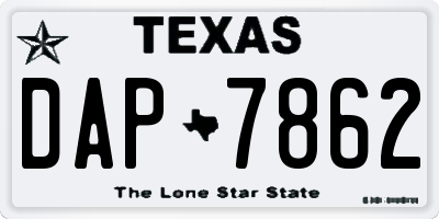TX license plate DAP7862