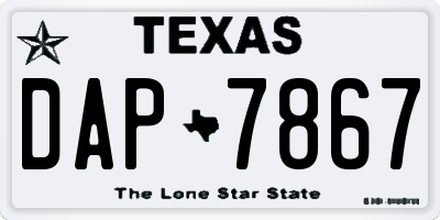 TX license plate DAP7867