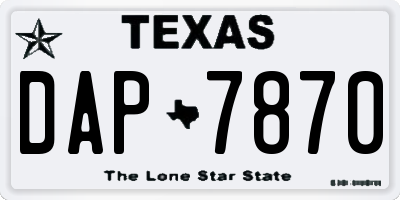 TX license plate DAP7870