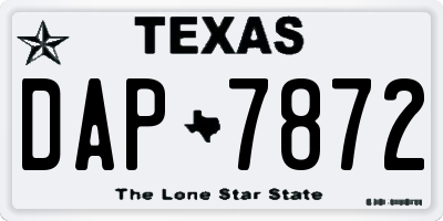 TX license plate DAP7872