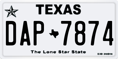 TX license plate DAP7874