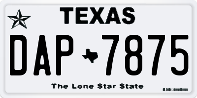 TX license plate DAP7875