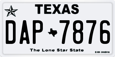 TX license plate DAP7876