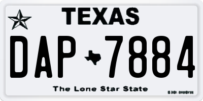 TX license plate DAP7884