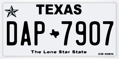 TX license plate DAP7907