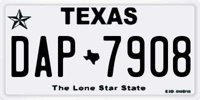 TX license plate DAP7908