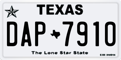 TX license plate DAP7910