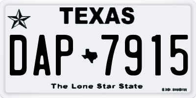 TX license plate DAP7915