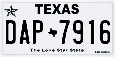TX license plate DAP7916