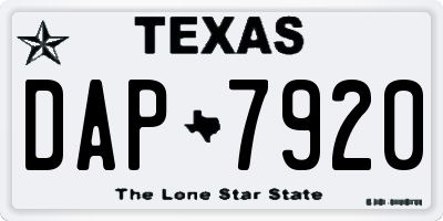 TX license plate DAP7920