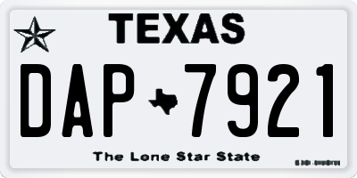 TX license plate DAP7921