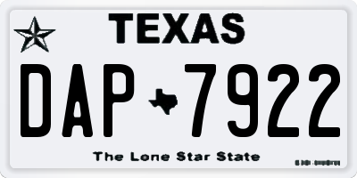 TX license plate DAP7922