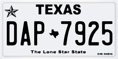 TX license plate DAP7925