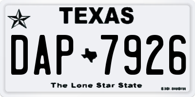 TX license plate DAP7926