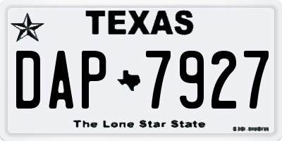 TX license plate DAP7927