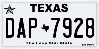 TX license plate DAP7928