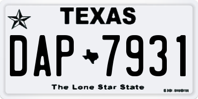 TX license plate DAP7931