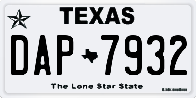 TX license plate DAP7932