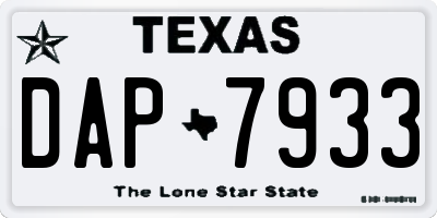 TX license plate DAP7933