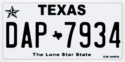 TX license plate DAP7934