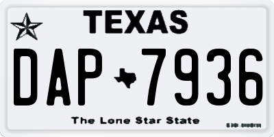 TX license plate DAP7936