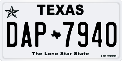 TX license plate DAP7940