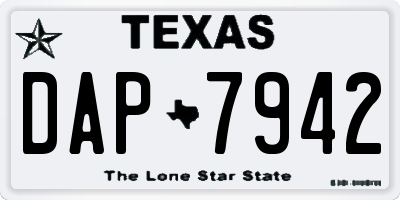 TX license plate DAP7942