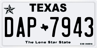 TX license plate DAP7943