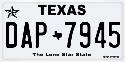 TX license plate DAP7945