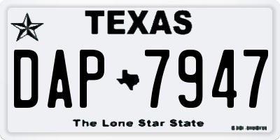 TX license plate DAP7947
