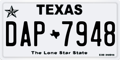 TX license plate DAP7948