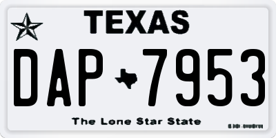 TX license plate DAP7953