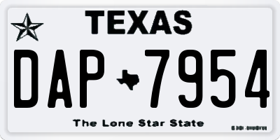 TX license plate DAP7954