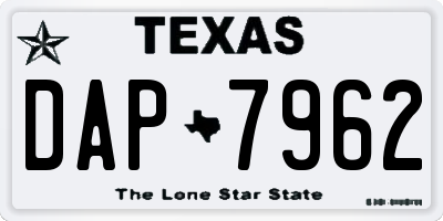 TX license plate DAP7962