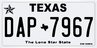 TX license plate DAP7967