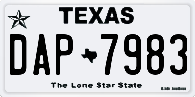 TX license plate DAP7983