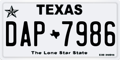 TX license plate DAP7986