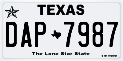 TX license plate DAP7987