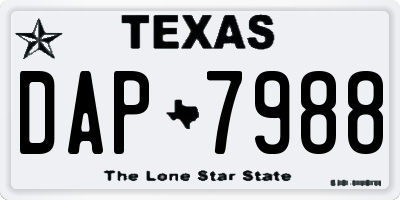 TX license plate DAP7988