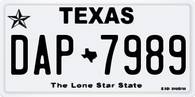 TX license plate DAP7989