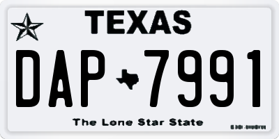 TX license plate DAP7991
