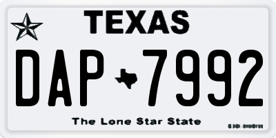 TX license plate DAP7992