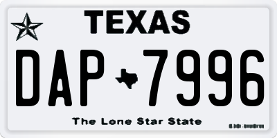 TX license plate DAP7996