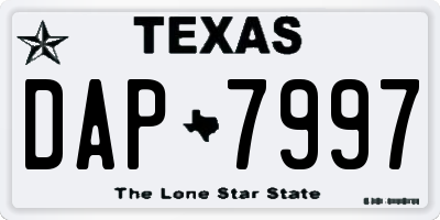 TX license plate DAP7997
