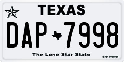 TX license plate DAP7998