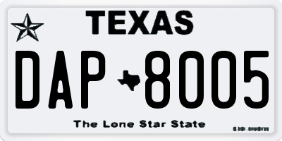 TX license plate DAP8005