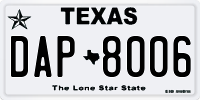 TX license plate DAP8006